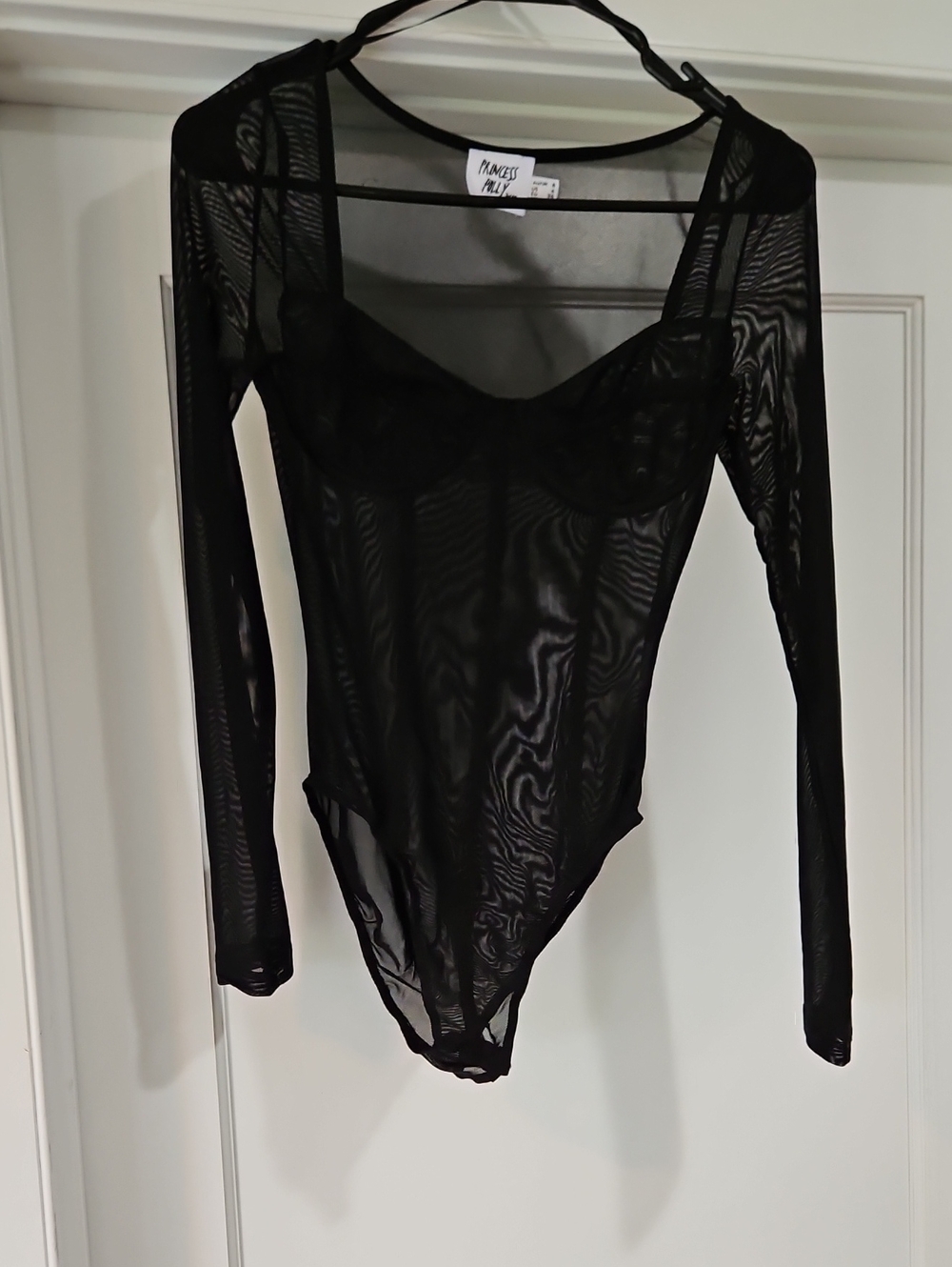 Princess Polly Leonie Black Mesh Corset Bodysuit Size 4
